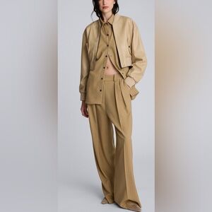 kenneth cole Relaxed Pinstripe Wide-Leg Pants in Tan sz 4